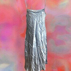 VTG Jones New York grey blue silky maxi dress size large